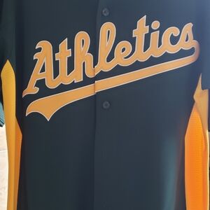 Majestic Green and Yellow Athletics Jersey